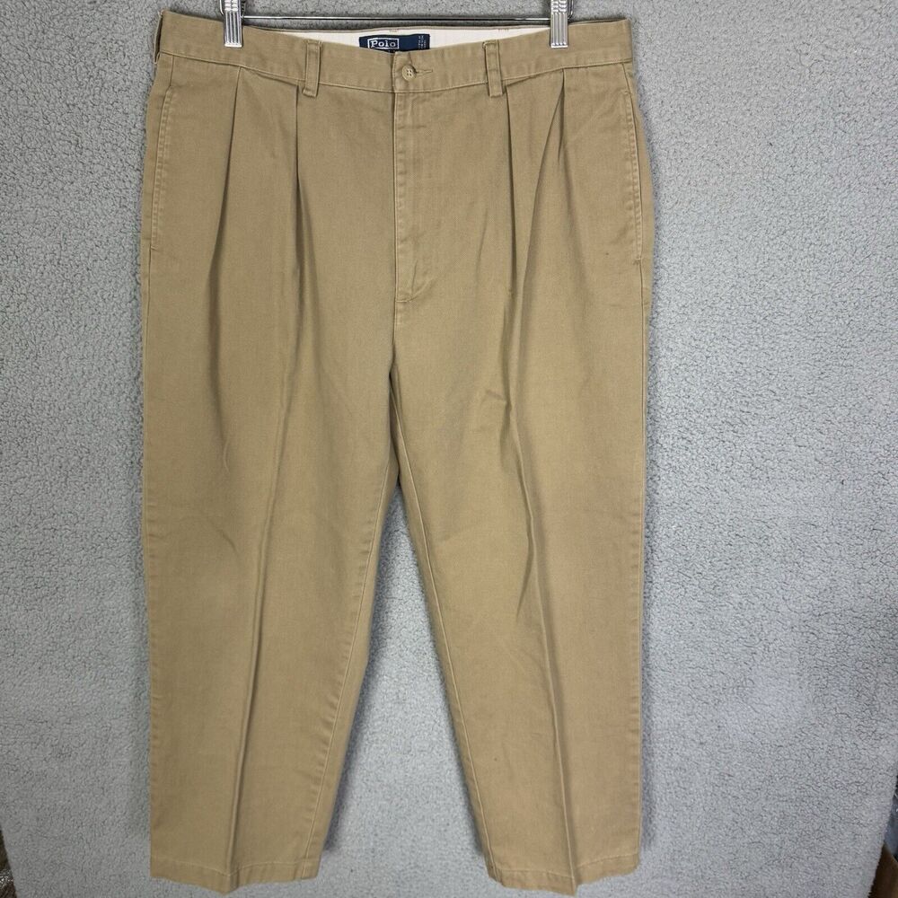 Polo Ralph Lauren Pants Mens 38x30 Brown Andrew Chino Cotton‎ Pleated Pocket